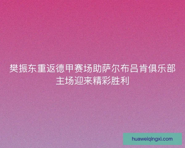 樊振东重返德甲赛场助萨尔布吕肯俱乐部主场迎来精彩胜利