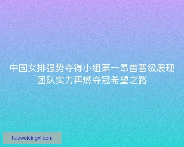中国女排强势夺得小组第一昂首晋级展现团队实力再燃夺冠希望之路