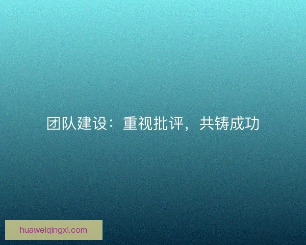 团队建设：重视批评，共铸成功