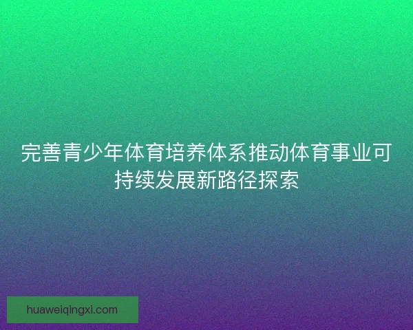 完善青少年体育培养体系推动体育事业可持续发展新路径探索